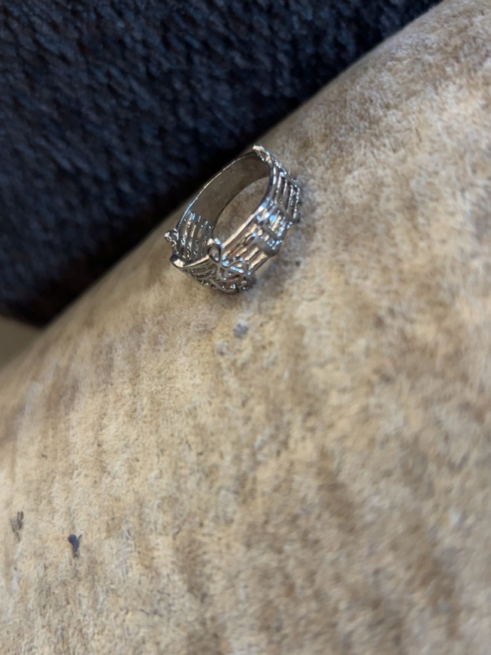 Silver-tone Ornate Band Ring - Silver